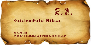 Reichenfeld Miksa névjegykártya